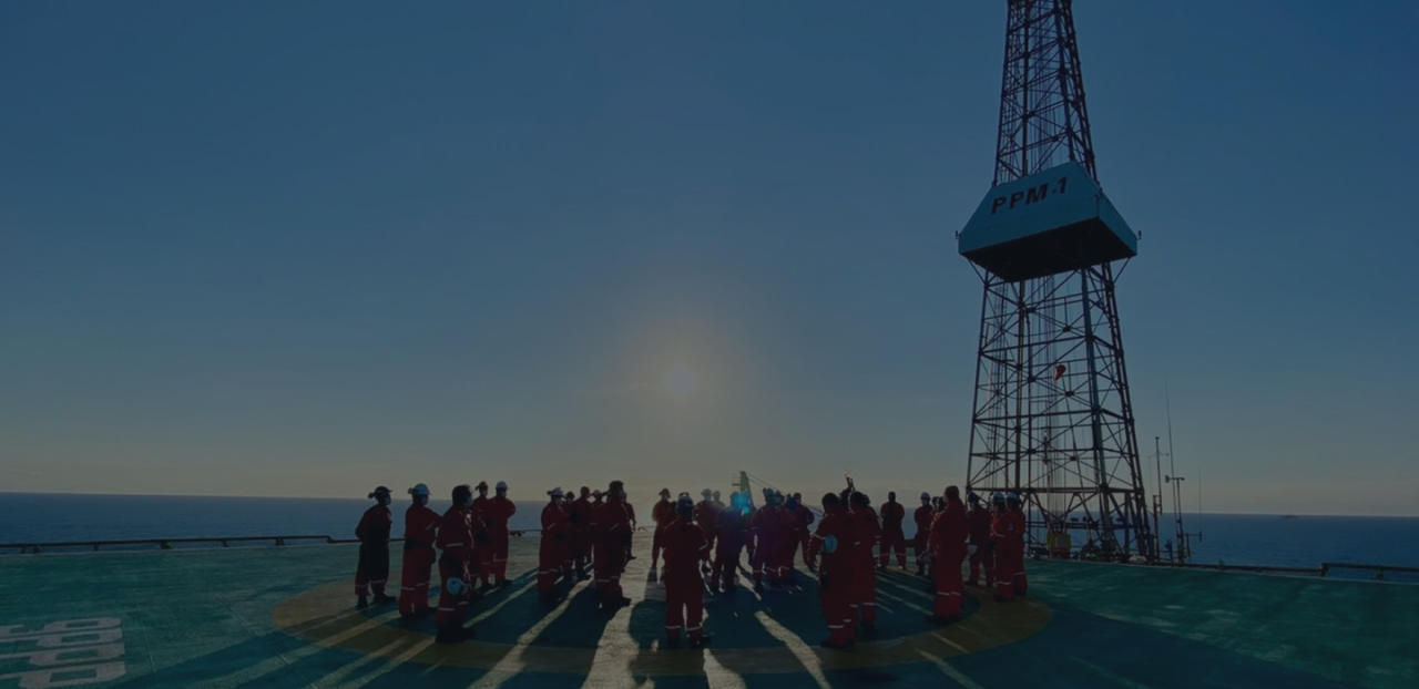 team members on helipad